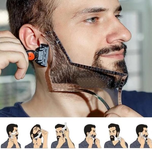 1PCS Men Beard Shaping Styling brush Template Comb Transparent Men&#039;s Beards Combs Beauty Tools for Hair Beard Trim Templates Hairstyles