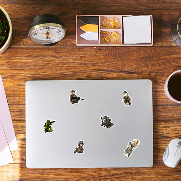 10-30-50pcs Cool Camouflage Female Soldier Anime Stickers Camo Army Girl Decals Laptop Motorcycle Luggage Car Waterproof Sticker