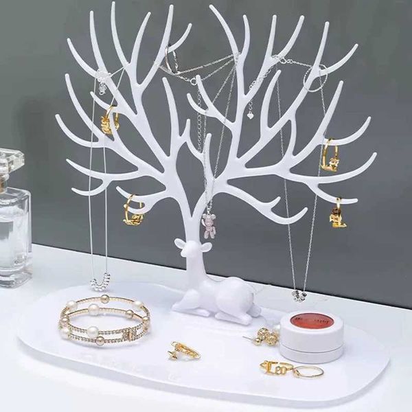 Jewelry Boxes Creative decal jewelry display stand earring necklace hanger bracelet ring organizer stand makeup tray H241130