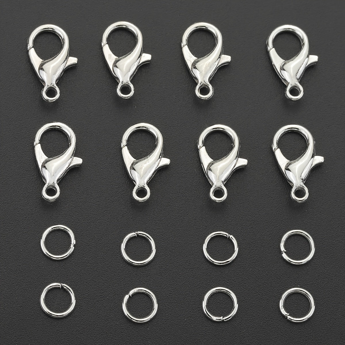 TEMU 300pcs-bag Jewelry Making Kit: 100 Lobster Clasps, 200 Open Jump Rings, Bagged Closed Hoops For Bracelet Necklace Earring Accessories