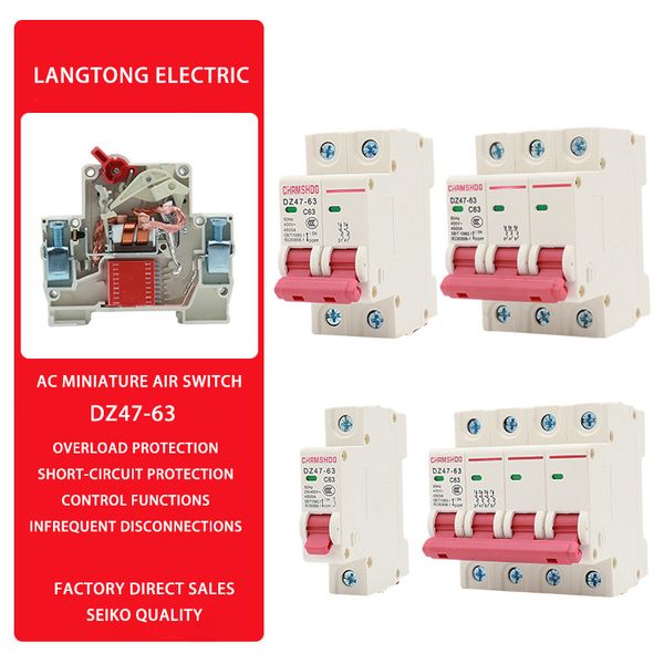 Small Size Household Circuit Breaker DZ47-63 with Multiple Connections (1P, 2P, 3P)