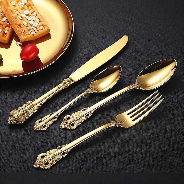 Luxury Palace Cutlery Set Stainless Steel Steak Knife Fork Home Complete Tableware Coffee Spoon Teaspoons Kitchen Utensils X250210
