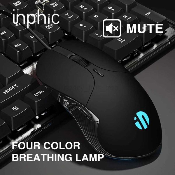 INPHIC PB1 USB Wired Gaming Mouse 6 Keys Luminous Mute Mouse 4800 DPI adjustment Macro definition Programming Gaming Mice for PCM240725