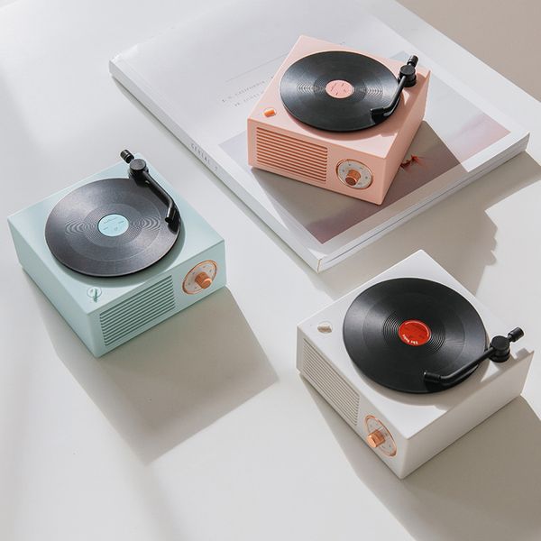 vinyl retro record player portable bluetooth v5.0 speaker wireless mini stereo portable full frequency internal magnetic hornmulti function