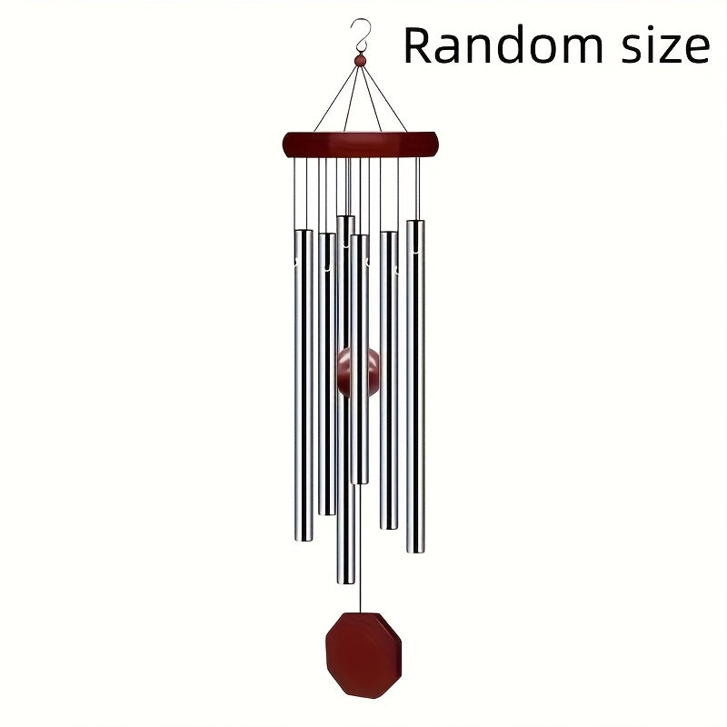 TEMU Metal Wind Chimes: 6 Tubes Aluminum, Wooden Hanging Ornament, No Battery Required -