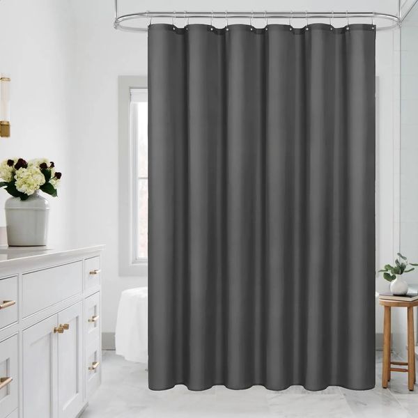 1PC dark grey fabric shower curtain liner modern bathroom simple or tarp and machine washable 12 hooks 250108