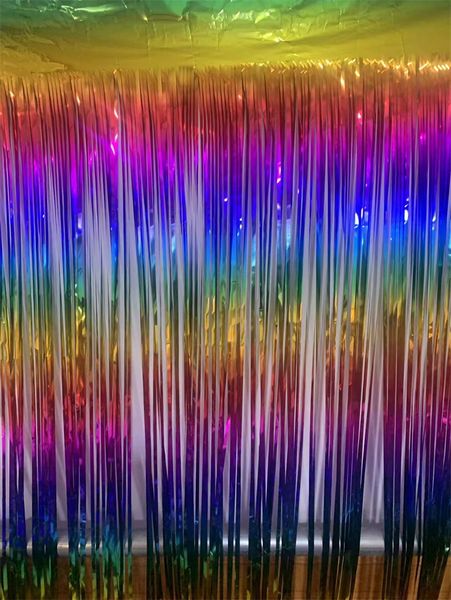 Glossy Gradient Star Rain Silk Color Curtains Wedding Festival Party Birthday Decoration Background M