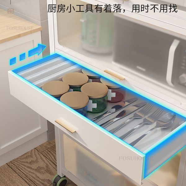 Multi-functional Kitchen Cabinets Multi-layer Storage Cabinet with Door Floor Racks Microwave Oven Cabinet for Kitchen Furniture