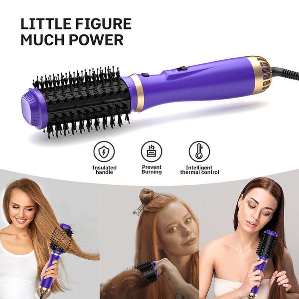 Hot Air Brush 1200W Hair Dryer Comb Electric Blower 4In1 Curg Iron One Step 3 Gears Roller And Straightener Styg Tool