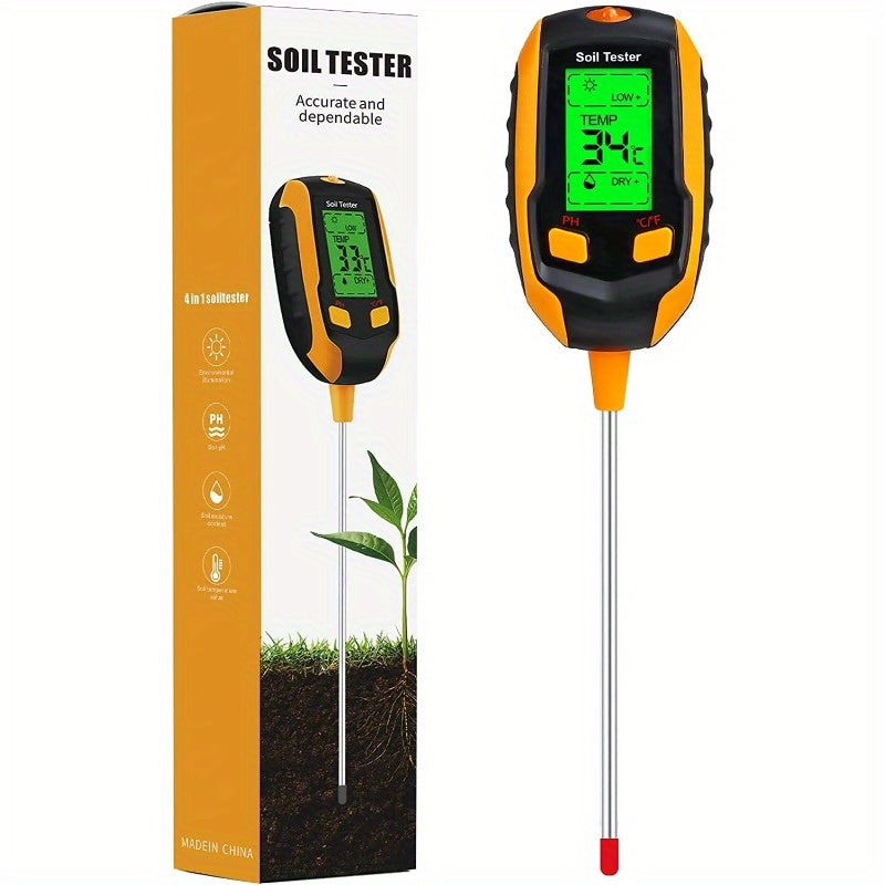 TEMU Soil Moisture Meter, Temperature, Soil Moisture, Moisture Meter For House Plants, Soil Test Meter For Gardening, Farming, Indoor And Outdoor