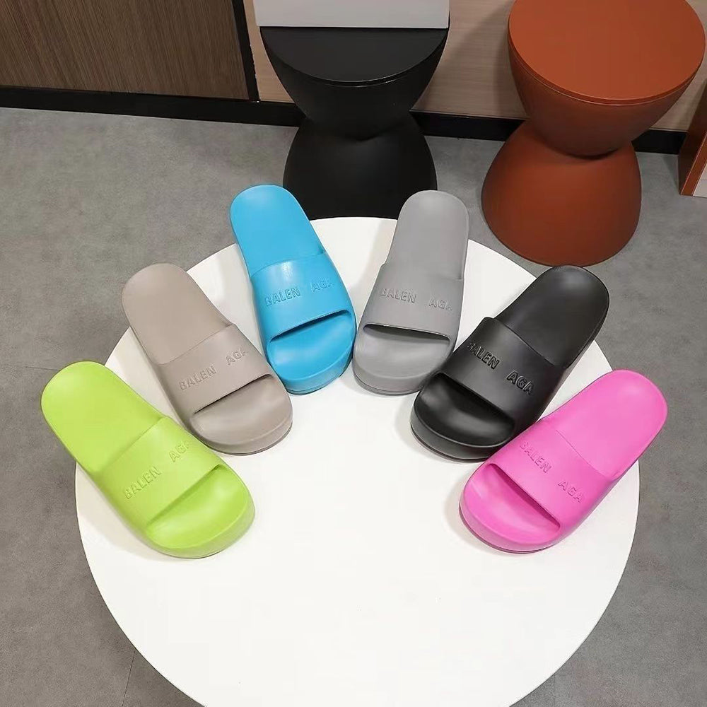 Platform Slippers For Women Designer Chunky Slides Luxury Paris Rubber Slipper Black White Beige Blue Pink Yellow Slide Beach Sandals Womens Summer