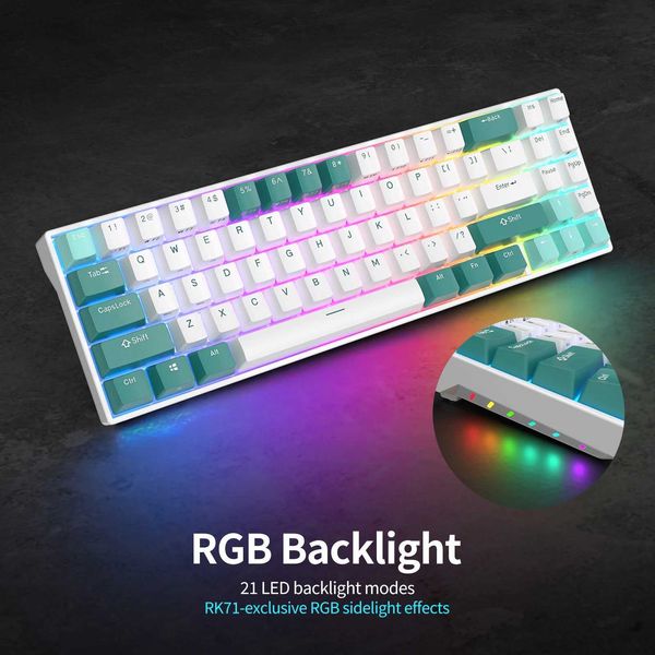 Keyboards RK ROYAL KLUDGE RK71 Tri-mode Mechanical Keyboard 2.4G Wireless Bluetooth RGB Backlit Hot-swappable Gamer Keyboard PBT key z250120