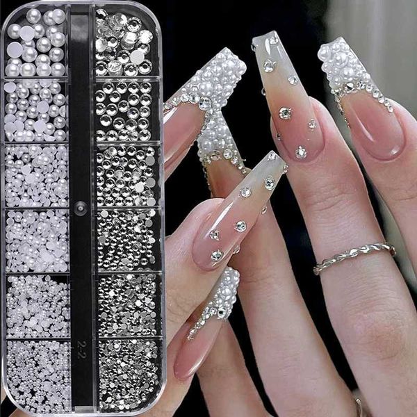12 Grids Caviar Beads Nail Jewels Half Round Pearls Decoration Nail Art Rhinestone DIY Jewelry Manicure ToolXJ240829
