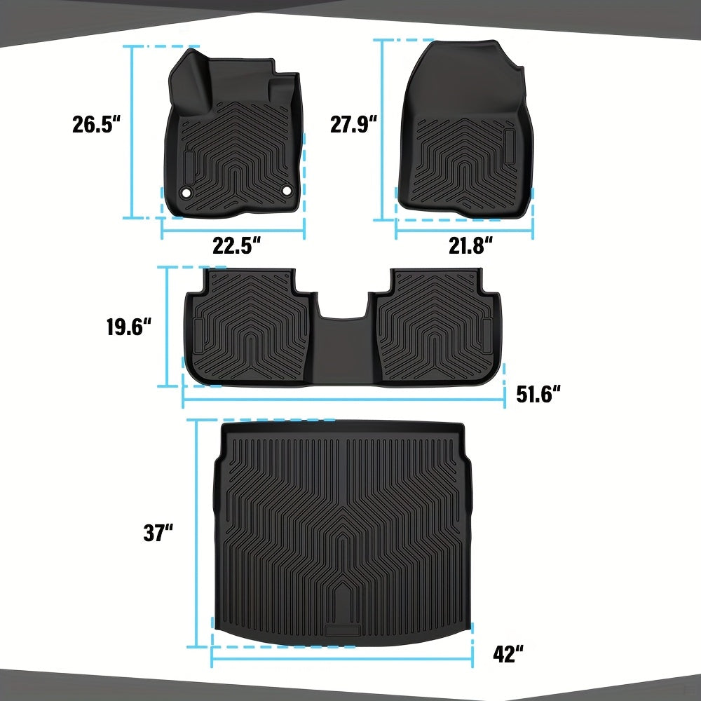 TEMU Floor Mats Cargo Liners For Crv 2023 2024 2025( Hybrid) All Weather Full Cover Protection Floor Liners Accessories 4pcs Tpe Black