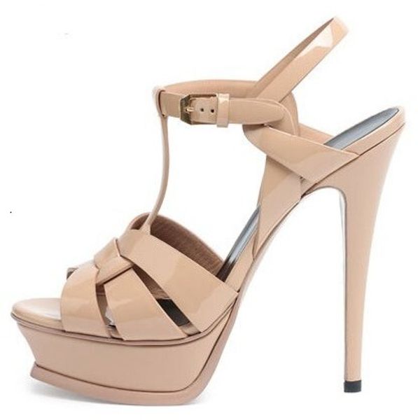 Top Quality Brand Designer Summer Patent Leather 14 CM High Heels Platform Sandals Shoes For Women Multi Colors