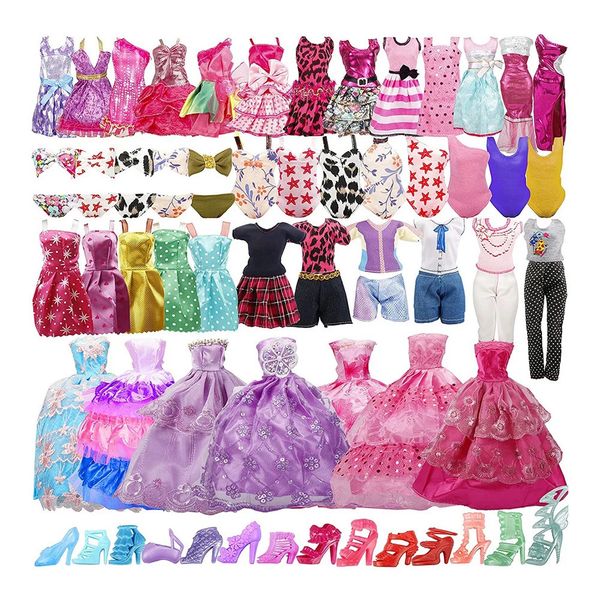 35 PCS Doll Accessories Mini Swimsuits Wedding Dresses Handbag Outfit DIY Dollhouse Toy Christmas Birthday Gift 241025