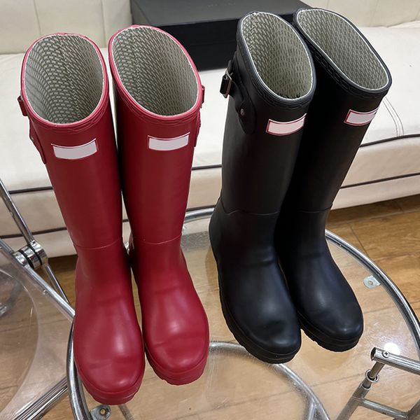 Womens hunters rain boots designer rain boot women rainboots hunters wellies waterproof knee high boots luxury boots flat woman casual shoes