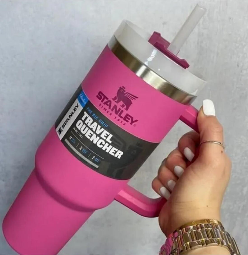 1PC Stanley Water Bottles 40oz Stainless Steel Tumbler Handle Lid Straw Big Capacity Beer Mug Water Bottle Powder Camping Cup Vacuum Insulated Drink