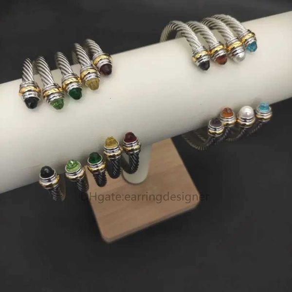 925 Bracelets Diamond designer 5mm American for Luxury pearl Silver Brand Double Jewellery Garnet Blue Topaz Bracelet Higher Quality Women C