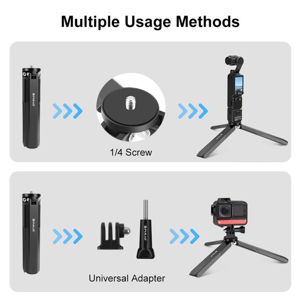 Digital Cameras PULUZ Metal Tripod For DJI Osmo Pocket 3 Foldable Handle Bracket with 1-4-inch Screws For SLR Camera - Desktop Projector S25