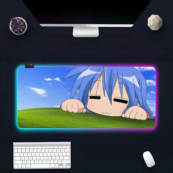 Lucky Star Mouse Pad Large RGB Mouse Pad XXL LED Mouse Mat Japan Mousepads Table Pads Keyboard Mats Desk Rug With BacklitM240802