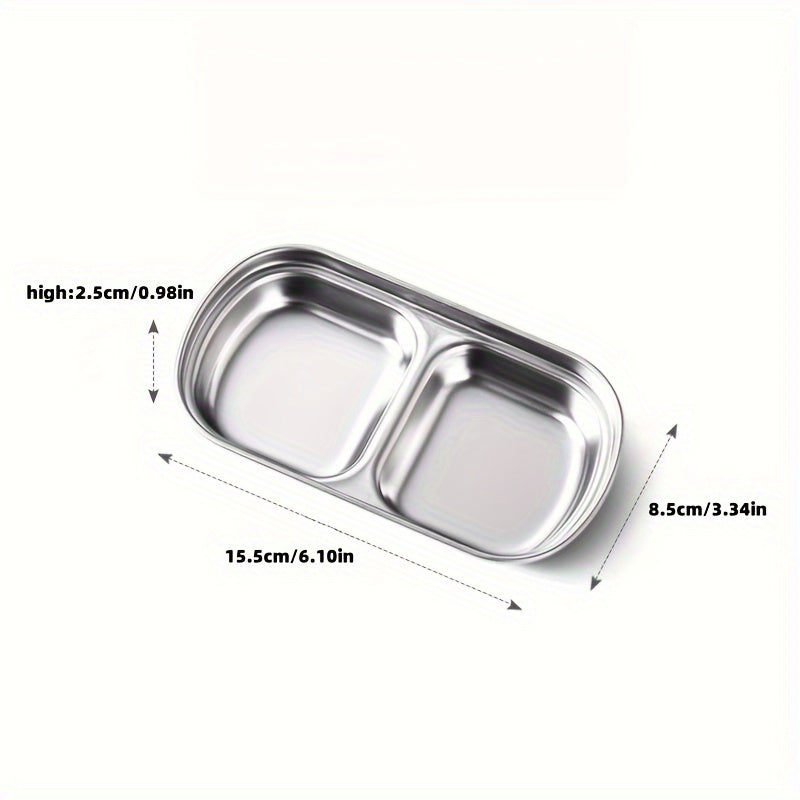 TEMU 1pc, 304 Stainless Steel Multifunctional Sauce Plate, Square Snack Dish, Dipping Sauce Plate, Suitable For Barbecue, Restaurant, Baking, Etc