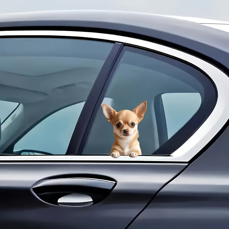 TEMU Cute Chihuahua Dog - Removable Decal With Chibi , Irregular Shape For Car Dashboard, Laptop,, Plastic, Metal, - Easy (no Residue) Pet-themed