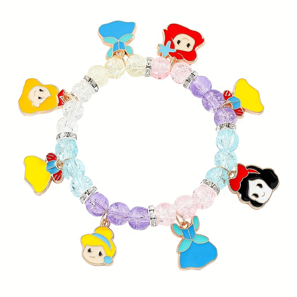 TEMU Is A Fashionable And Cute Colored Bead Bracelet For Couples, A Friendship Bracelet, A Cartoon Princess Dress Pendant, A Gift For , A Holiday
