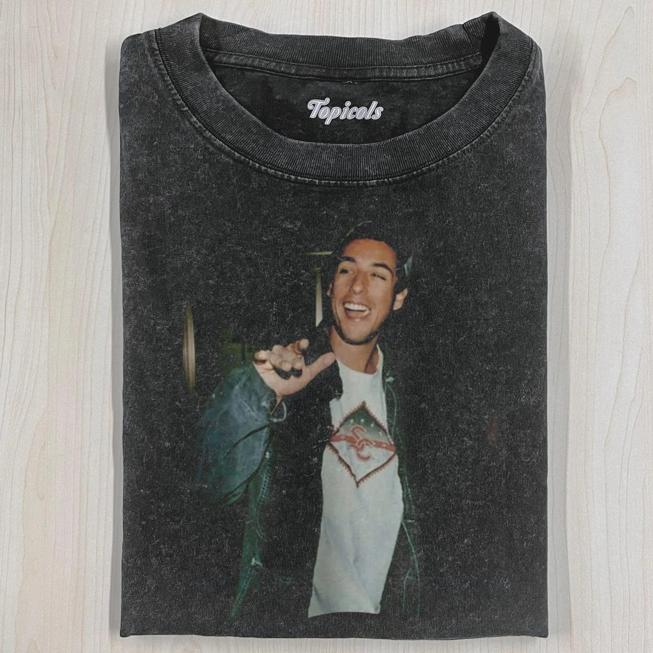 TEMU Rock Music, Vintage Wax Printed Washed T-shirt, Cotton Men's Casual T-shirt, Super Soft, Loose Fit, Sweat Wicking And Breathable, Machine