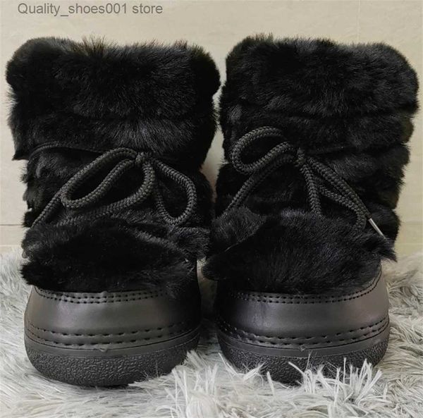 Boots Winter fur boots y2k womens faux fur boots black matte fluffy fur faux fur snow boots waterproof platform womens boots T241007