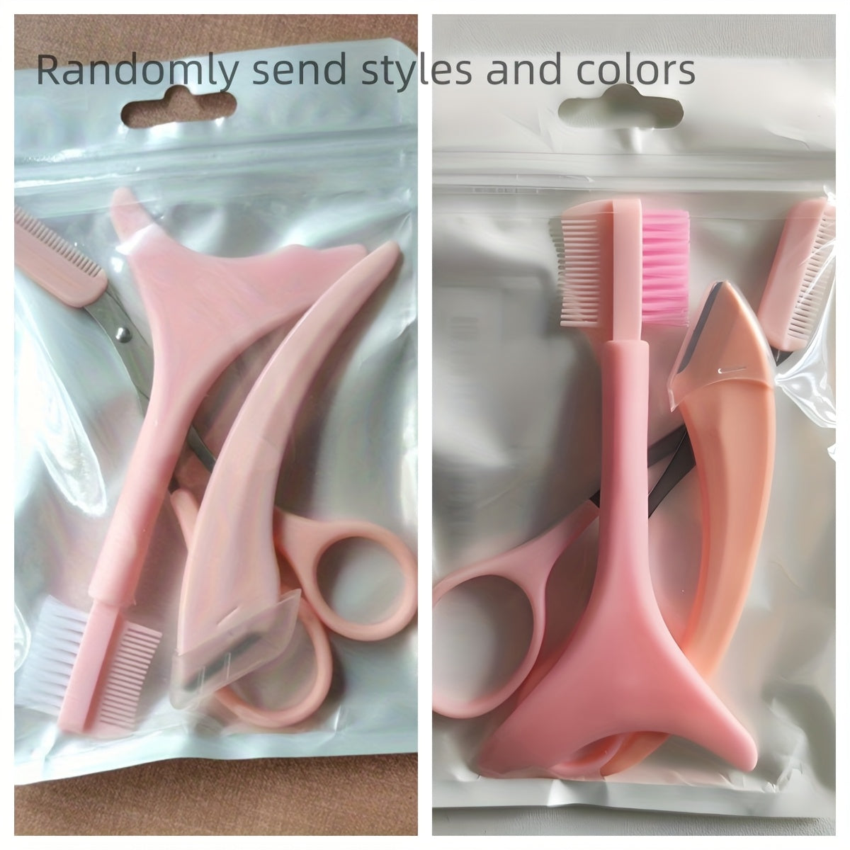 TEMU -piece Multifunctional Eye Makeup Tool Set, Including A Lash Comb, A Curved Eyebrow Razor, And Eyebrow Scissors, Suitable For Beginners.