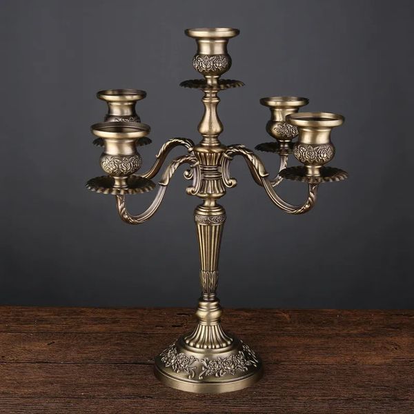 Holders 3-arms-5-arms Bronze Metal Wedding Candlestick Decoration Candle Stand Light Holder for Home Decor 231215