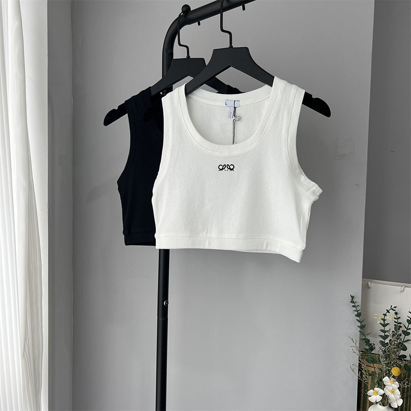 Designer Womens Tank Tops T Shirts Embroidery Logo Short Slim Fashion Casual Sleeveless Elastic Sports Knitted Tanks Four Season with SML