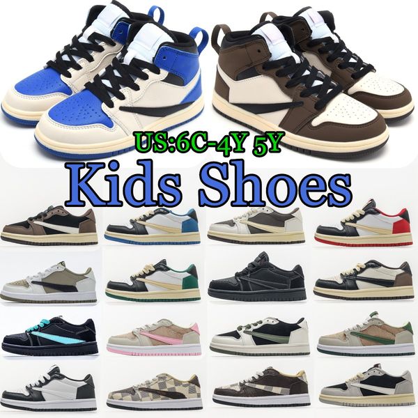 1s Kids Shoes 4Y 5Y Toddler Sneakers jumpman boys girls Black Phantom Olive Reverse Mocha trainers Infants kid youth Baby Basketball pink De