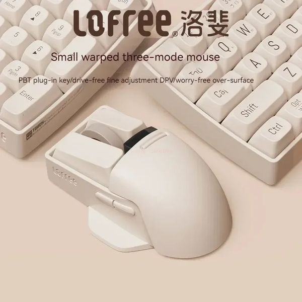 Mice Lofree Xiaoqiao Vintage Mouse Wireless Bluetooth 2 4g Tri mode Rechargeable Mechanical Keyboard Game Office Gift 231216