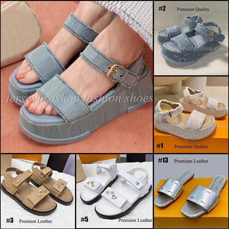 24-option Premium Fashion Women&#039;s Denim Sandals Beach Slides Slippers with Flower Pattern Gift for Women