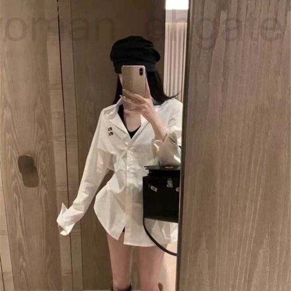 Women&#039;s Blouses & Shirts Designer Summer New Shirt Blouse Fashion All-match Ice Silk Cotton Shirts Rhinestone Letters Long Sleeved Shir