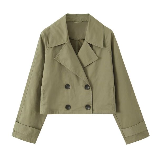 Fashion Women Jacket Coat Autumn Turn-down Collar Double Breasted Outerwear & Coats Female Short Trench Coats New In