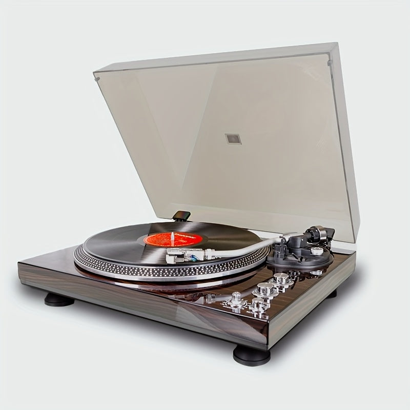 TEMU Record Player, Wireless Audio Turntable, Turntable, Belt Drive Turntable, Preamplifier, 33 Or , Rca Line Lp Vinyl Record Player, High Gloss Red.