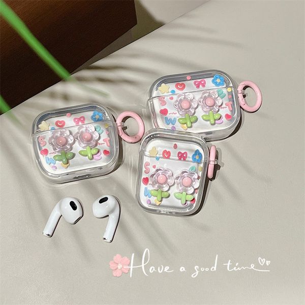 ddmygifts 3D Two Flowers Suitable for Pro2 Bluetooth Wireless Earphone Cover 1-2-3 Generations Cute and Simple A