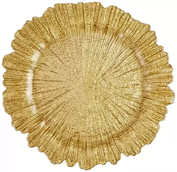 Wholesale 13inch Underplate Reef Gold Charger Plates For Wedding Party FY2967
