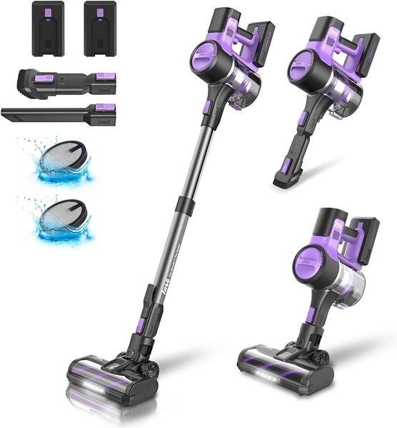 INSE S10P Cordless Vacuum Cleaner - 6-in-1 Stick Design with 26kPa Powerful Suction & Dual Battery System for Extended Use on Hard Floors (P
