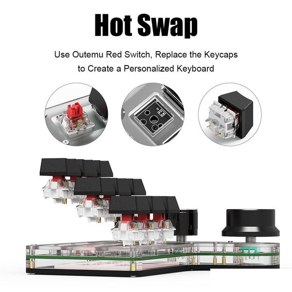 Other Keyboards Mice Inputs Custom Ro Keyboard P Mini 9 Keys 3 Knob Rgb Program 18 Characters Wirelesss Bt Ropad nical Gamer Acce Ot2Ad