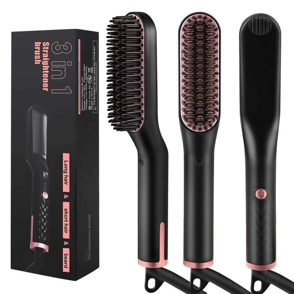 Electric Straightener Fast Heated 3-in-1 Straightening Brush for Mans Beard Womans Hair Styg Comb For MenXJ241016