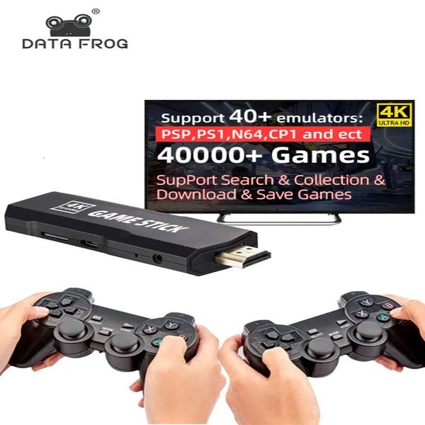 Portable Game Players DATA FROG GD10 Stick 4K HD Video Console Double Wireless 2 4G Controller Retro 128G 40000 Games For TV GBA Boy 231007