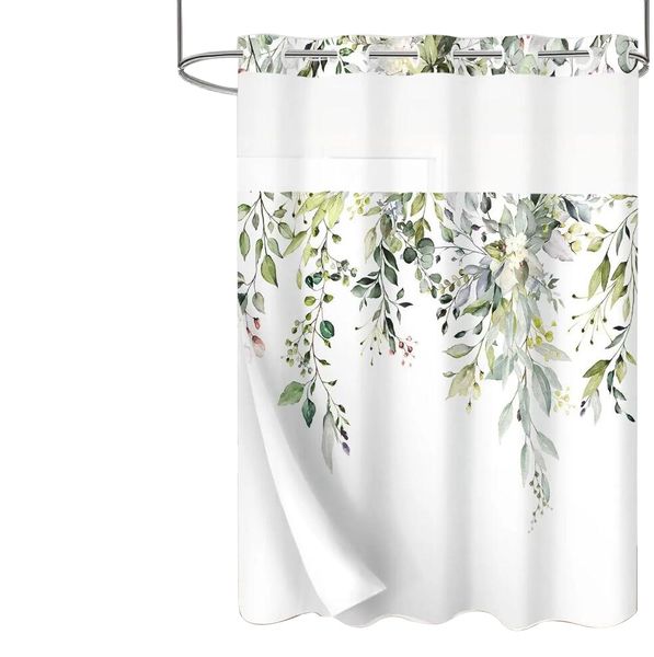 Washable waterproof polyester shower curtain with durable printing