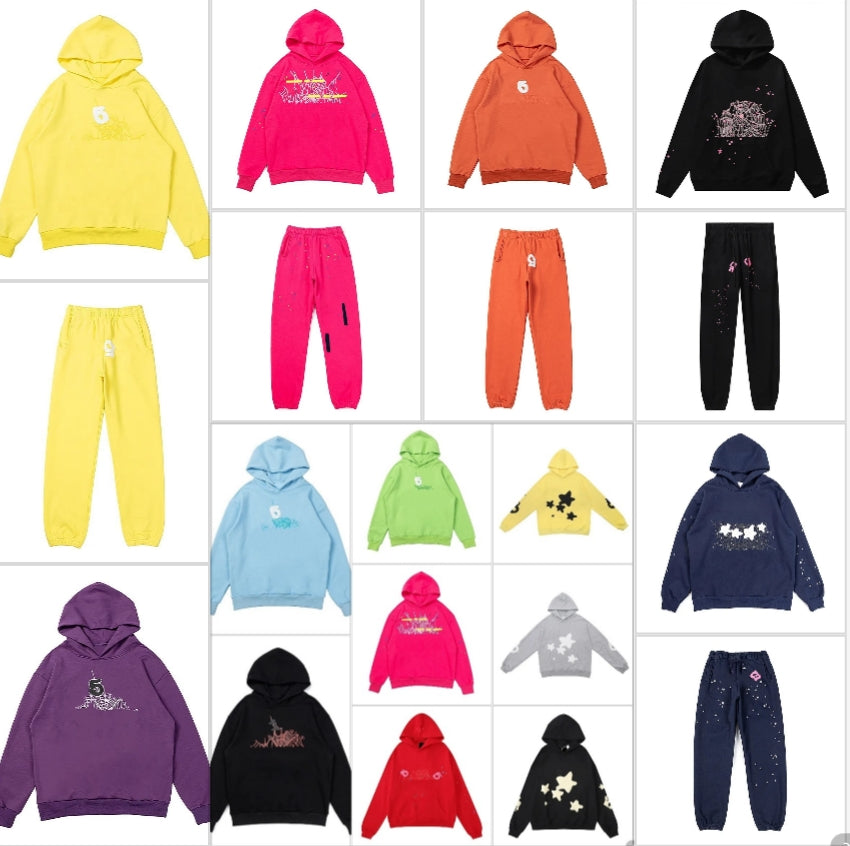 Designer Men&#039;s Tracksuits Hip Hop Web Print Hoodies Sweatshirt Pants Autumn Gothic Punk Long Sleeve Loose Hooded Oversized Pullover Tops