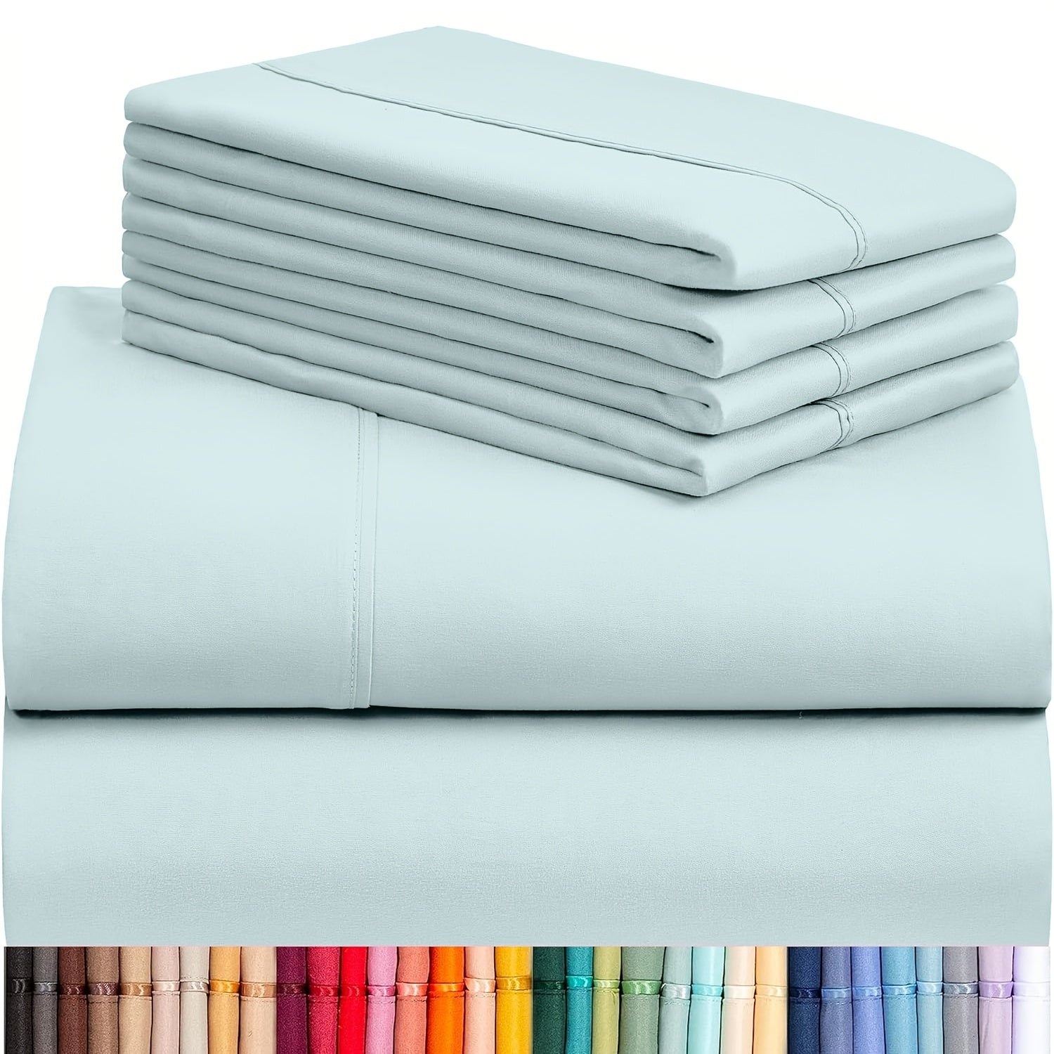 TEMU 6pcs Luxury Cooling Bed Sheet Set - Queen Size Soft Comforter Bedding Set, Breathable Wrinkle-resistant Sheets With 18" Deep Pockets, Hotel