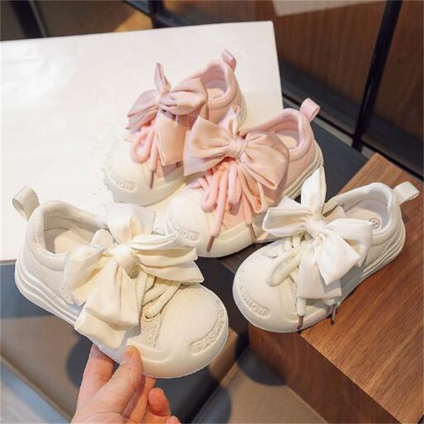 Athletic Outdoor Autumn New Style Kids Athletic Shoe Cute Bow Girl Baby Sneakers Outdoor Children Sports Shoes White Skateboarding Shoes H25