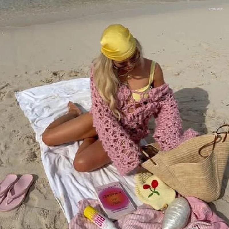 Women&#039;s Sweaters Sweet Chic Hollow Knitted Sweater Hoodie Flower Loose Elegant Fashion Women 2025 Fall Tops Casual Outerwear Designers